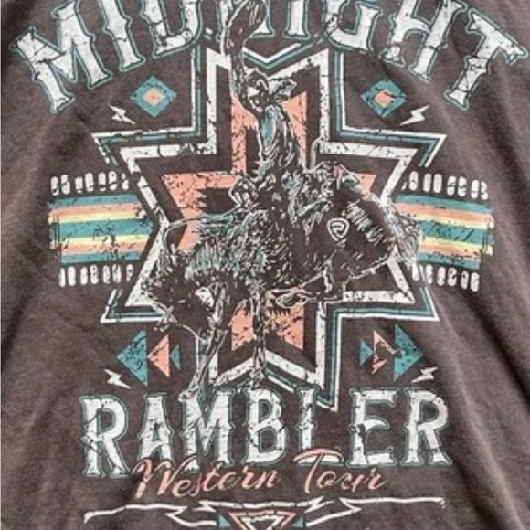 Rock & Roll Denim Fringe Top Westerncore Cowgirl Festival Rodeo Shirt Sz Large - Picture 4 of 10